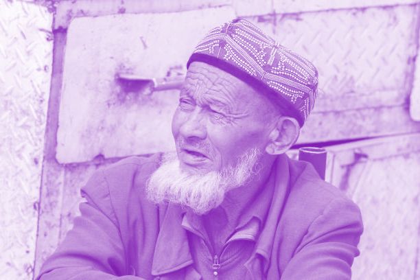 Elderly Uyghur Man Wearing Doppa